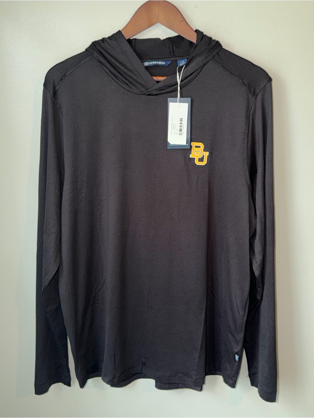 Cutter & Buck Black Baylor BU Hooded Long-Sleeve Tee